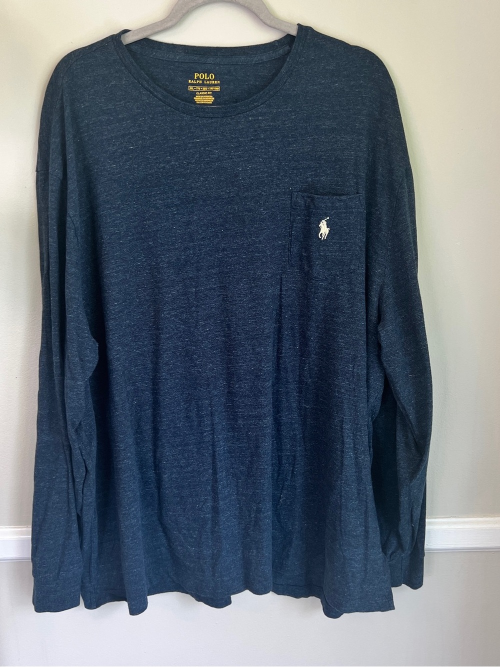 Polo by Ralph Lauren Navy Long-Sleeve Pocket Tee with Pony Logo